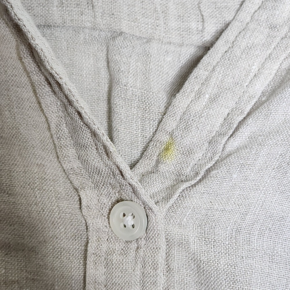 Talbots Plus Size Linen Shirt Coastal Beach Beige Popover Shirt V Neck 2X - Picture 7 of 9